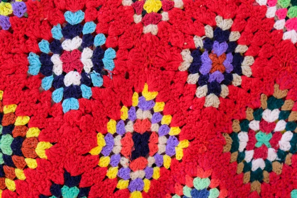 Background Bright Early Colored Fragments Hand Knitted Floor Rugs Traditional —  Fotos de Stock