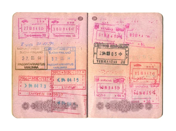 Carimbos de passaporte. — Fotografia de Stock