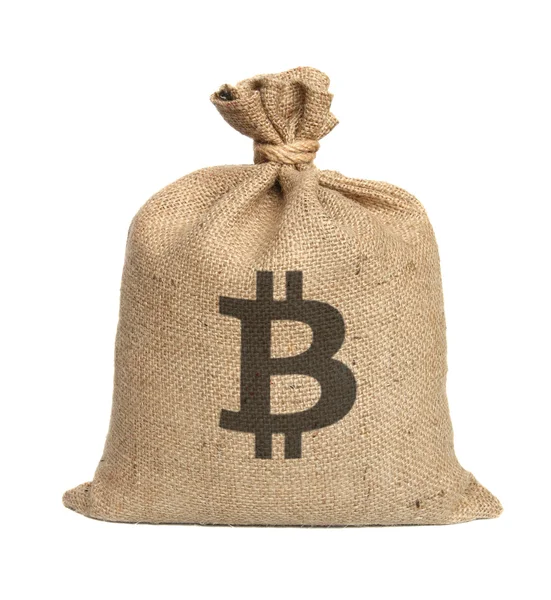 Bitcoin zacskó. — Stock Fotó