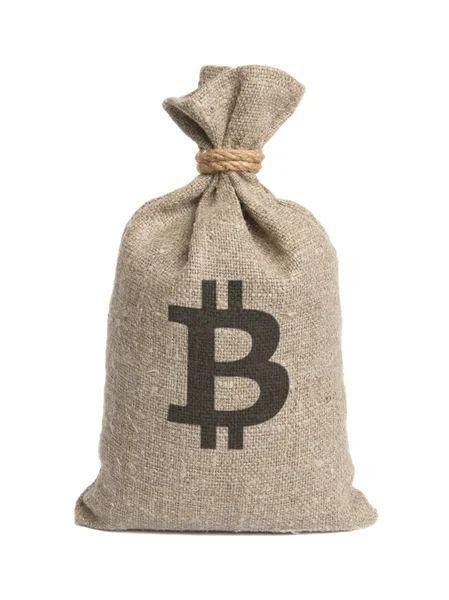 Bag with bitcoin. — Stock Photo, Image