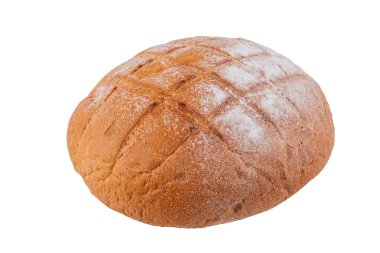Beyaz arka planda fırından taze yuvarlak ekmek. beyaz arkaplanda izole.
