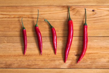 ahşap masa üzerinde kırmızı sıcak biber biber