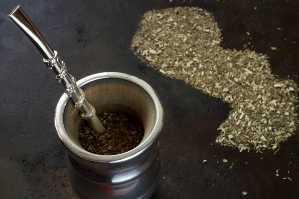 Yerba Mate Palo Santo Matero Shape Paraguay Made Yerba Mate — ストック写真