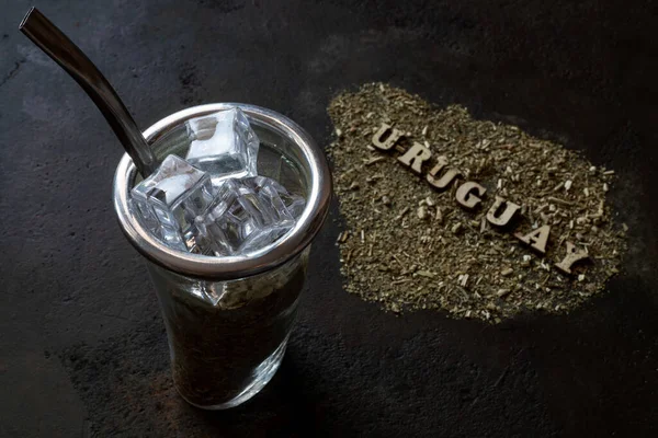 Frozen Terere Yerba Mate Glass Matero Shape Uruguay Made Yerba — Stockfoto