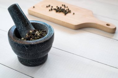 Granit havanda biber. yemek fotoğrafı konsepti