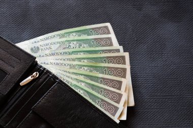 Polonya parası siyah cüzdanda
