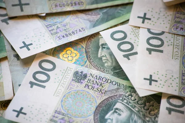Dinero Polaco 100 Zloty Antecedentes Moneda Polonia — Foto de Stock