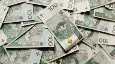 Polonya para birimi (PLN). Dönen para, en iyi manzara. Polonya parası.