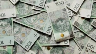 Polonya para birimi (PLN). Dönen para, en iyi manzara. Polonya parası.