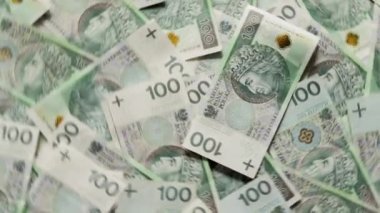 Polonya para birimi (PLN). Dönen para, en iyi manzara. Polonya parası.