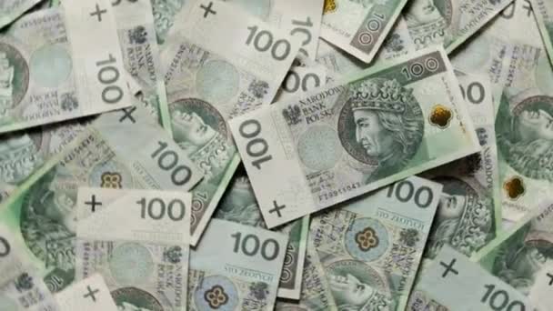 ポーランド通貨 Pln お金を回転させ 上の眺め ポーランドのお金 — ストック動画