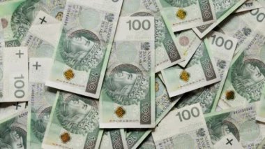 Polonya para birimi (PLN). Dönen para, en iyi manzara. Polonya parası.