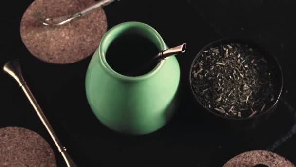 Yerba Mate Drink Obracać Ruch — Wideo stockowe