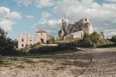 Rabsztyn 'deki ortaçağ şatosunun kalıntıları. Czestochowa Upland, Polonya.