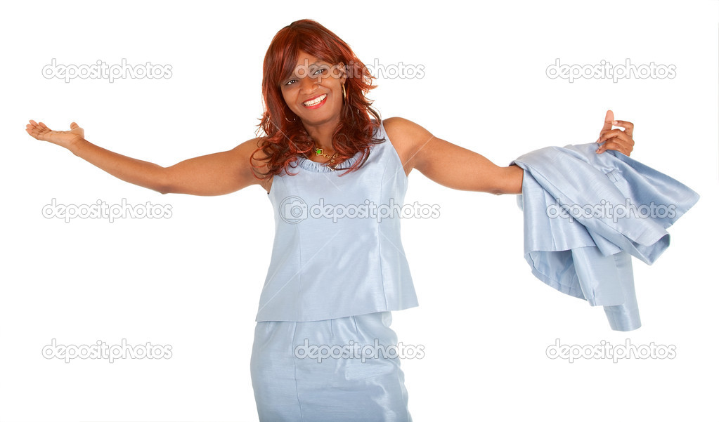 African American Woman Overjoyed about Something