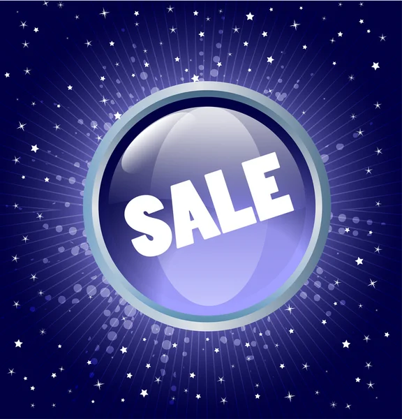 Sale button on the blue background — Stock Vector