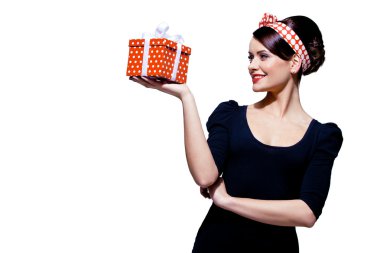 hediye kutusu ile Gorgeous esmer