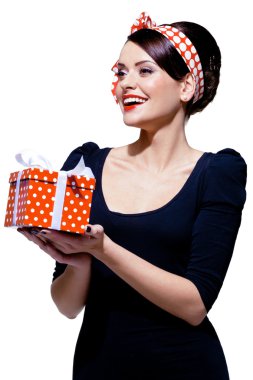 hediye kutusu ile Gorgeous esmer