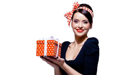 hediye kutusu ile Gorgeous esmer