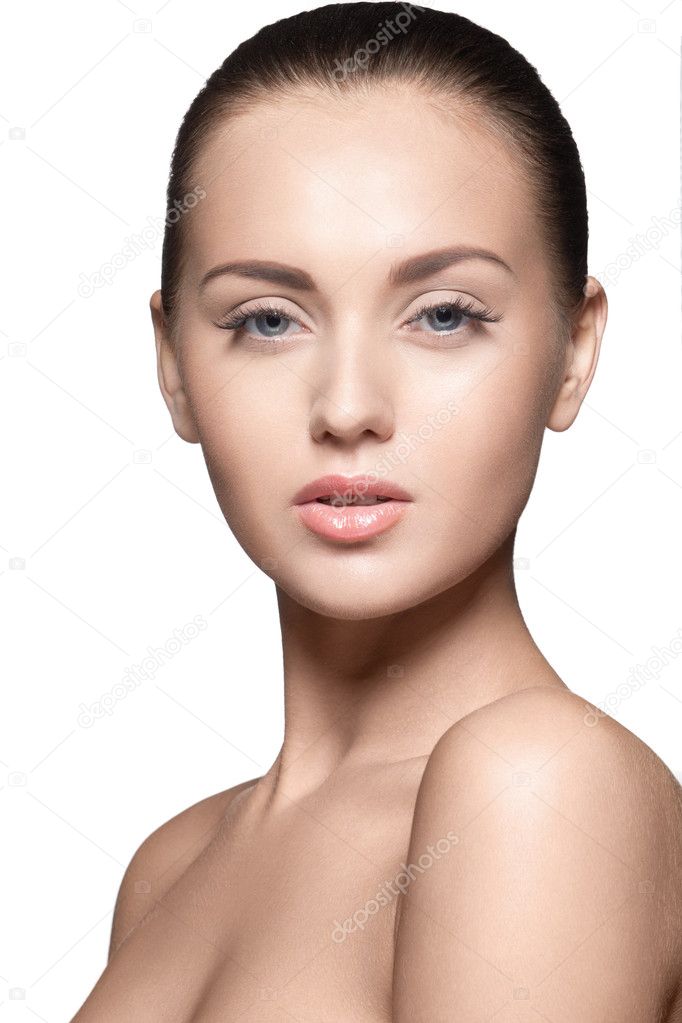 portrait of beautiful young model, with eyes closed