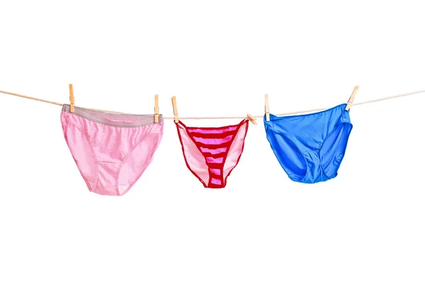 Trois paires de culottes sur corde à linge — Photo