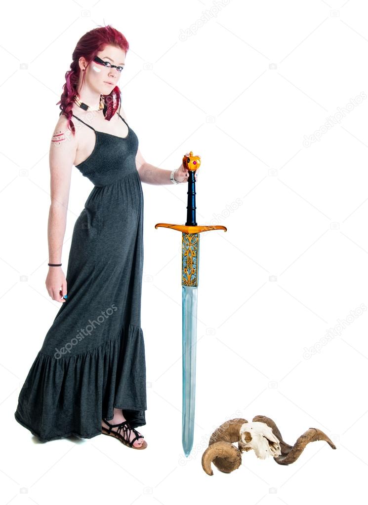 Young Female Warrior with Sword