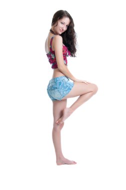 Pretty Brunette in Shorts