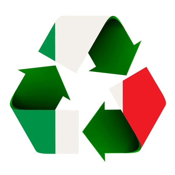Italian Flag on a Recycle Symbol — Stock Photo, Image