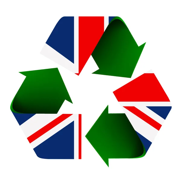 Storbritannien flagga på en återvinning symbol — Stockfoto