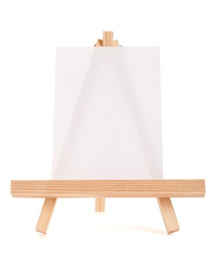 Beyaz canvas ile ahşap şövale