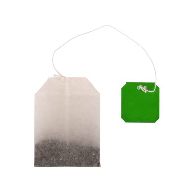 Beyaz arkaplanda çay poşeti