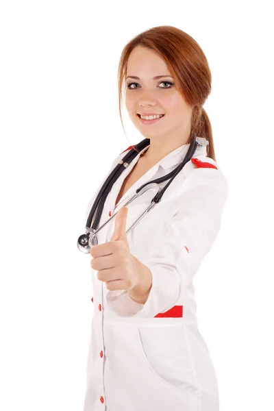 Young female doctor gesturing OK — Stock Photo, Image