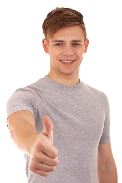 Jovem homem indo polegar para cima . — Fotografia de Stock