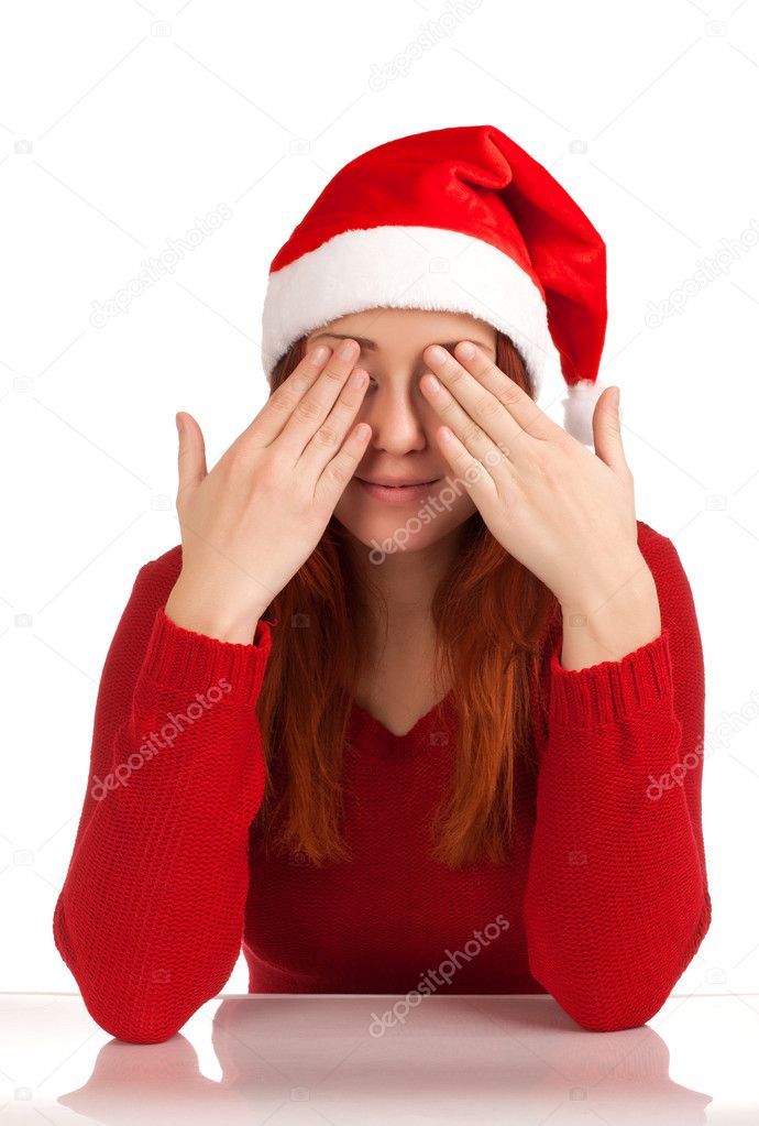 Young woman in santa hat