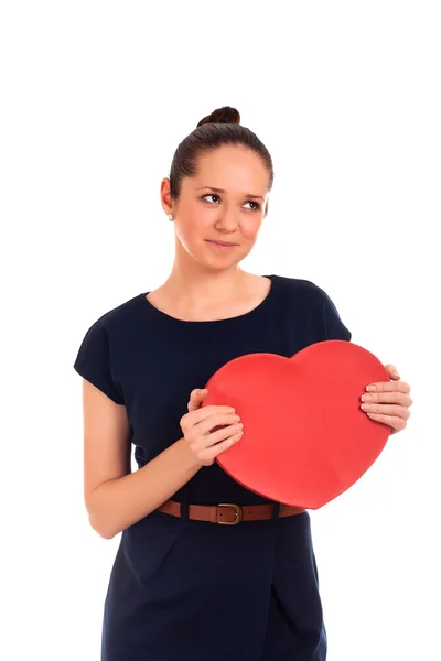 Woman holding Valentines Day heart sign Stock Picture