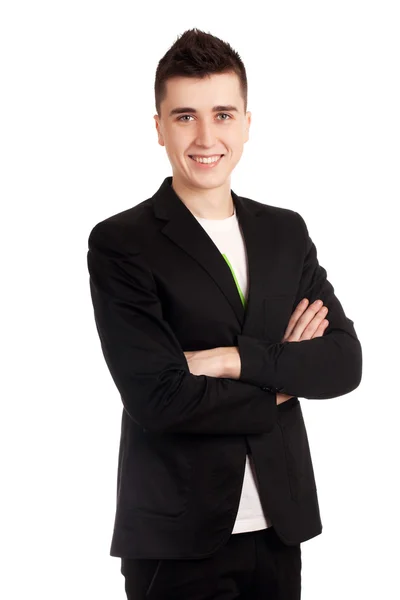 Young man in black coat — Stock Photo, Image