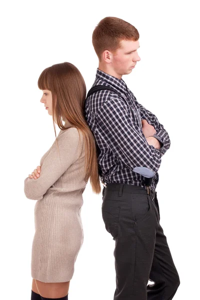 Angry couple standing back to back. — Stock Photo, Image