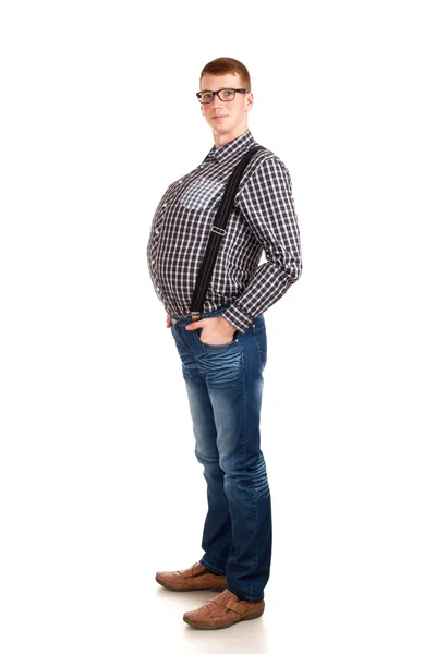 Portrait of young man with big belly — Stock Photo, Image