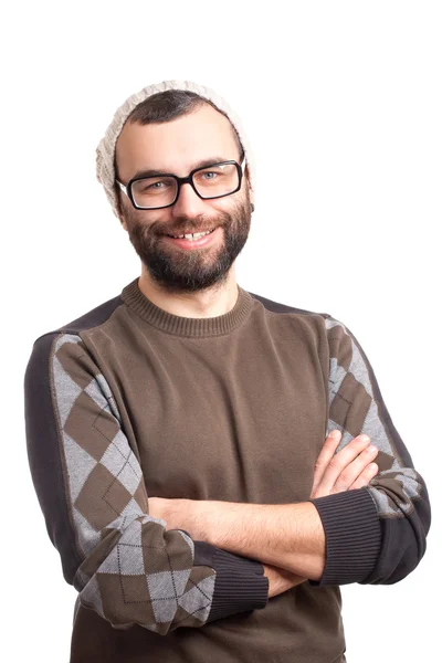 Portrait of handsome young man with beard — Stock Photo, Image