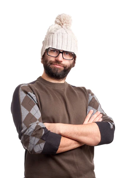 Portrait of handsome young man with beard — Stock Photo, Image
