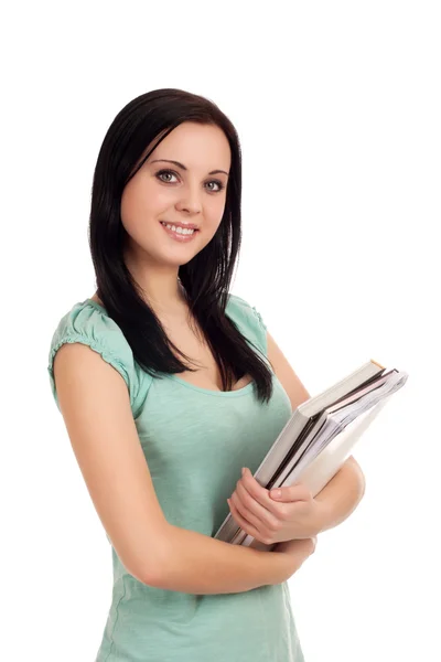 Portret van vrouwelijke student met boeken. — Stockfoto