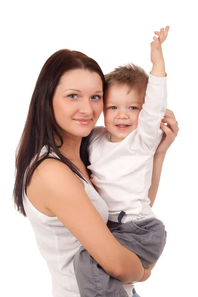 Glad mamma med ett barn — Stockfoto