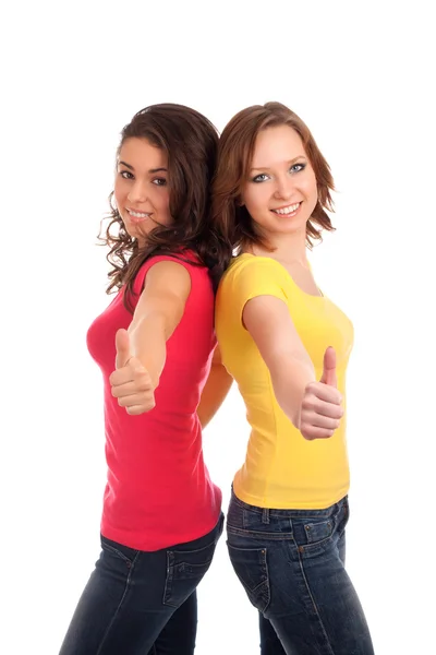 Two friends gesturing thumbs up — Stock Photo, Image