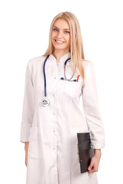 Young doctor holding clipboard — Stock Photo, Image