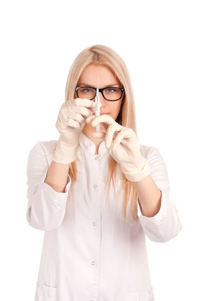 Medical doctor with syringe — Stock Photo, Image