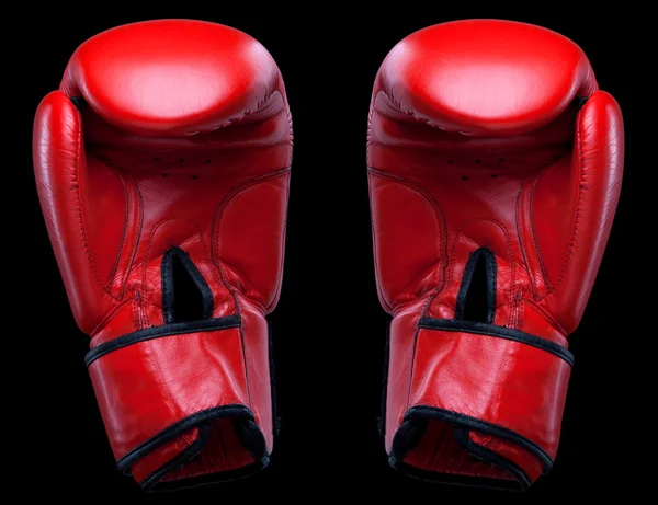 Par de guantes de boxeo de cuero rojo — Foto de Stock