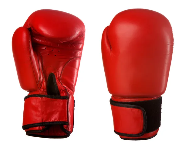 Dvojice červených kožených boxerských rukavic — Stock fotografie