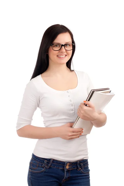 Portret van vrouwelijke student met boeken — Stockfoto