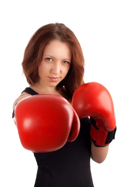 Jovem boxeador feminino — Fotografia de Stock