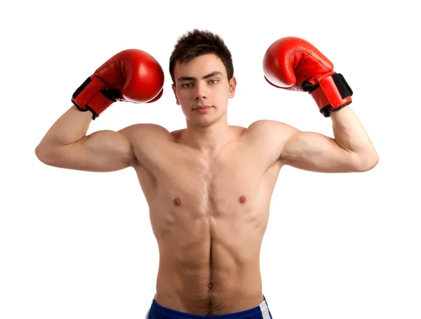 Portrait of boxer showing his muscles. — Stock Photo, Image